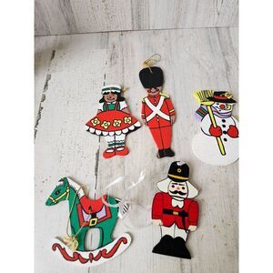 Vintage wooden ornament horse snowman soldier nutcracker Xmas tree